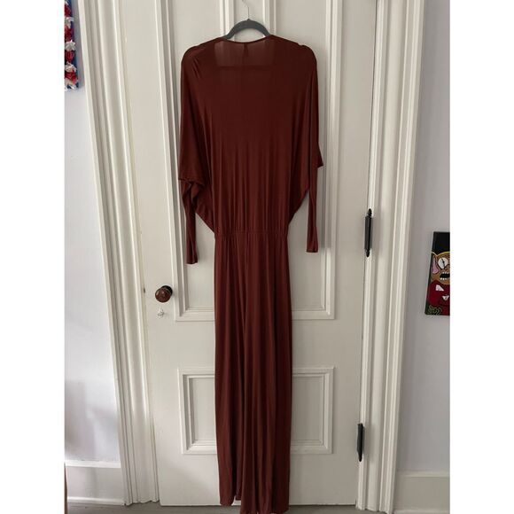 Riller size 1 rust colored deep v-neck maxi dress - Picture 3 of 7